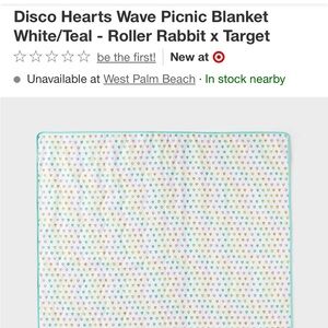 Roller Rabbit Disco Hearts Wave Picnic Blanket in White and Teal